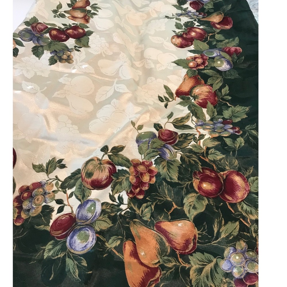 Elegant Holiday Fruit Harvest Damask Tablecloth 60x100 and 8 Napkins Set